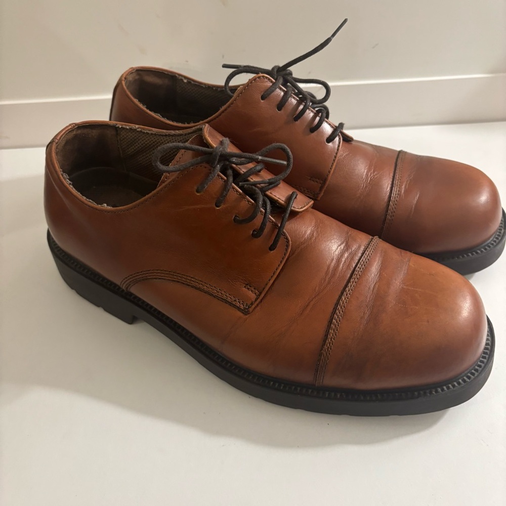 Bass Waterproof Cognac Brown Color Leather Derby Loafers Size 10